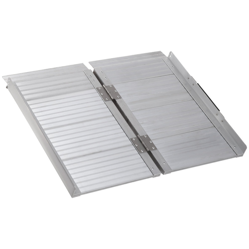 Homcom rampa para sillas de ruedas plegable, 61 cm, carga 270 kg, rampa portátil de aluminio antideslizante con bordes de seguridad y asa, para escaleras, puertas, discapacitados