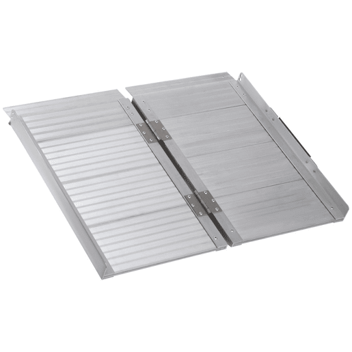 HOMCOM Rampa Dobrável para Cadeiras de Rodas 61 cm Carga 270 kg Antiderrapante com Bordas de Segurança e Alça para Escadas e Portas Acessibilidade para Deficientes Prata