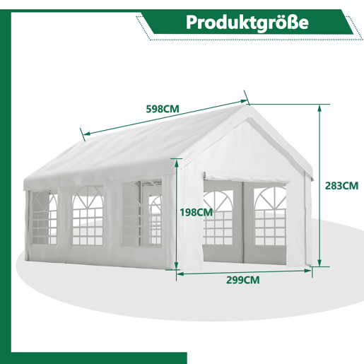 Tenda garagem 3x6m - porta dupla enrolável, teto e laterais removíveis - branco