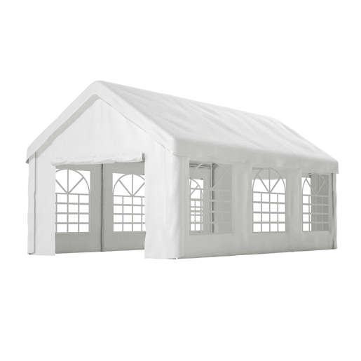 Tenda garagem 3x6m - porta dupla enrolável, teto e laterais removíveis - branco