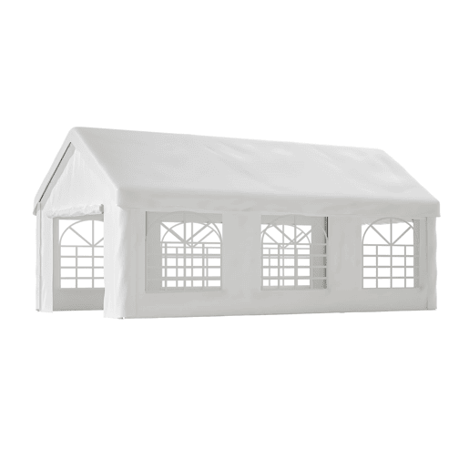 Tenda garagem 3x6m - porta dupla enrolável, teto e laterais removíveis - branco
