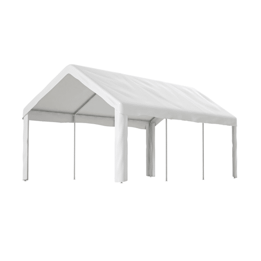 Tenda garagem 3x6m - porta dupla enrolável, teto e laterais removíveis - branco