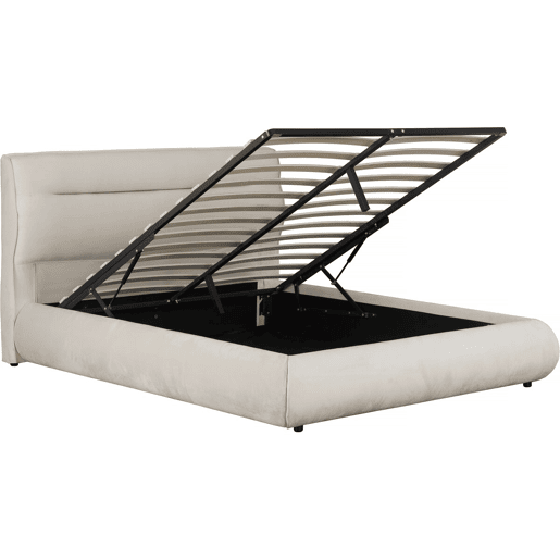 Cama de casal com arrumação em veludo Chamonix - 140 x 190 cm - Bege