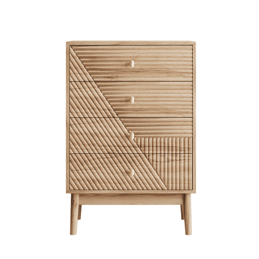 Cômoda com 4 gavetas - Armário moderno de madeira para sala, quarto e corredor - Carvalho
