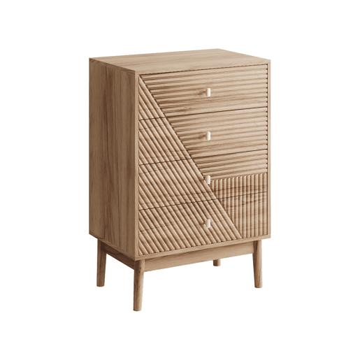 Cômoda com 4 gavetas - Armário moderno de madeira para sala, quarto e corredor - Carvalho