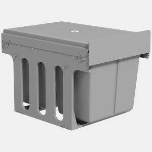 HOMCOM Balde de Lixo Embitido com 2 Recipientes Removíveis para Reciclagem Capacidade Total 30L (15Lx2) Fixação Inferior para Reciclagem e Resíduos 48x34,3x35,1 cm Cinzento Claro