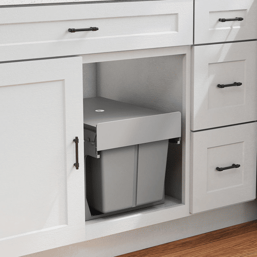 HOMCOM Balde de Lixo Embitido com 2 Recipientes Removíveis para Reciclagem Capacidade Total 30L (15Lx2) Fixação Inferior para Reciclagem e Resíduos 48x34,3x35,1 cm Cinzento Claro