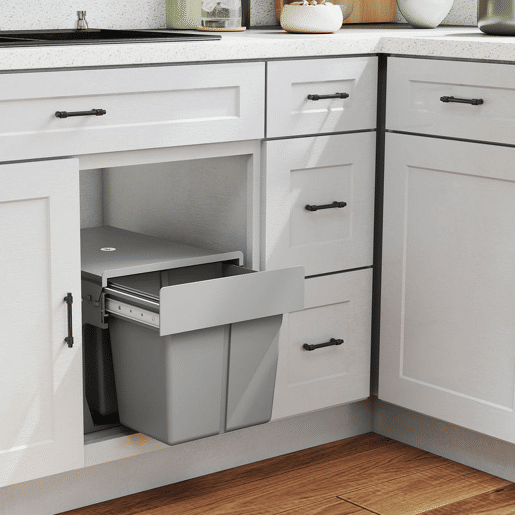 HOMCOM Balde de Lixo Embitido com 2 Recipientes Removíveis para Reciclagem Capacidade Total 30L (15Lx2) Fixação Inferior para Reciclagem e Resíduos 48x34,3x35,1 cm Cinzento Claro