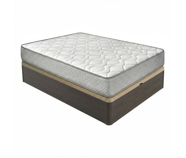 Pack colchón viscoelástico brisa + canapé madera abatible 90x190 con montaje incluido, color wengué