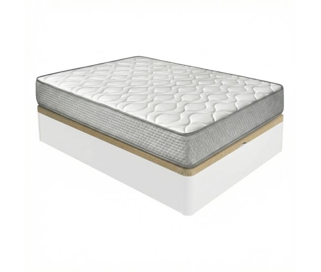 Pack colchón viscoelástico brisa + canapé madera abatible 90x190 con montaje incluido, color blanco