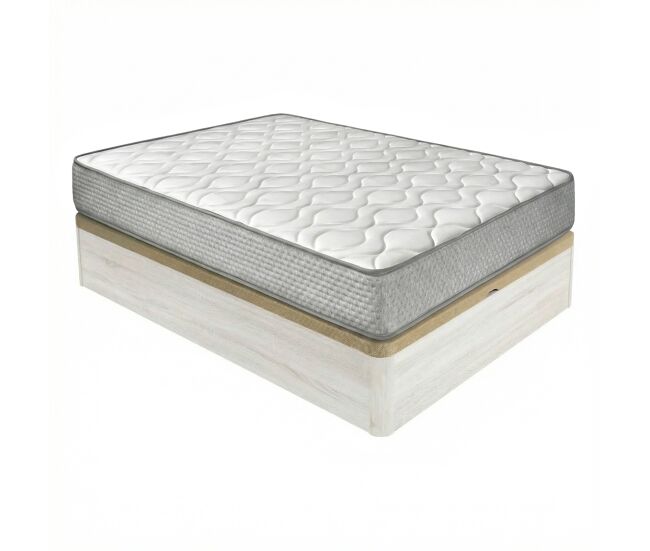 Pack colchón viscoelástico brisa + canapé madera abatible 90x190 con montaje incluido, color polar