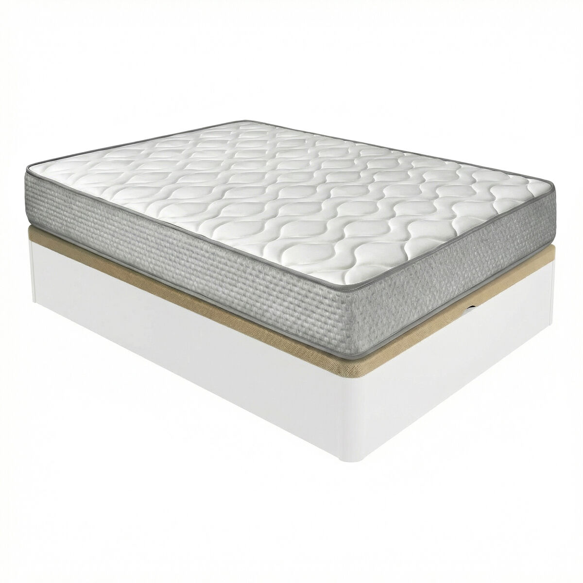 Pack colchón viscoelástico brisa + canapé madera abatible 150x190 con montaje incluido, color blanco