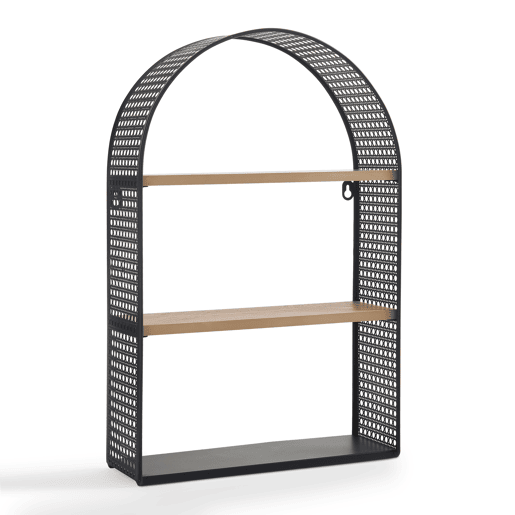 Estante de parede Jäller 3 prateleiras metal 53x35x14 cm Preto en.casa