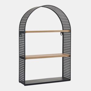 Estante de parede Jäller 3 prateleiras metal 53x35x14 cm Preto en.casa