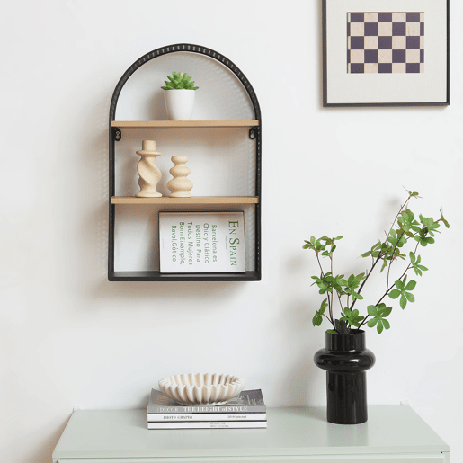 Estante de parede Jäller 3 prateleiras metal 53x35x14 cm Preto en.casa