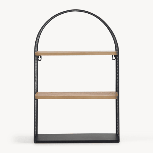Estante de parede Jäller 3 prateleiras metal 53x35x14 cm Preto en.casa