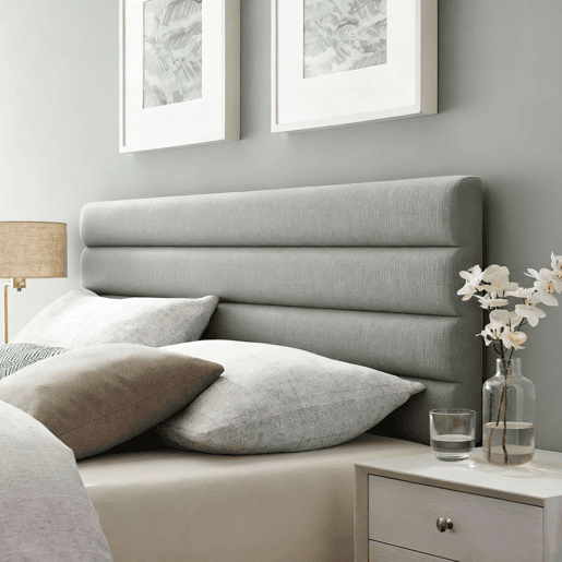 HOMCOM Cabeceira de Cama 140 cm Altura Ajustável em 3 Níveis 106116126 cm Cabeceira Estofada em Linho Acolchoamento Linear com Pernas de Aço Montada na Parede para Quarto Cinza