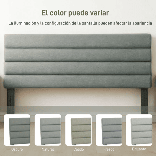 HOMCOM Cabeceira de Cama 140 cm Altura Ajustável em 3 Níveis 106116126 cm Cabeceira Estofada em Linho Acolchoamento Linear com Pernas de Aço Montada na Parede para Quarto Cinza
