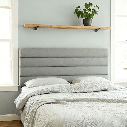 HOMCOM Cabeceira de Cama 140 cm Altura Ajustável em 3 Níveis 106116126 cm Cabeceira Estofada em Linho Acolchoamento Linear com Pernas de Aço Montada na Parede para Quarto Cinza