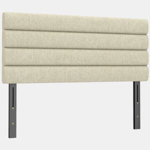 HOMCOM Cabeceira de Cama 140 cm Altura Ajustável em 3 Níveis 106116126 cm Cabeceira Estofada em Linho Acolchoamento Linear com Pernas de Aço Montada na Parede para Quarto Bege