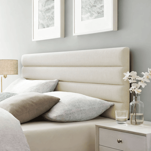HOMCOM Cabeceira de Cama 140 cm Altura Ajustável em 3 Níveis 106116126 cm Cabeceira Estofada em Linho Acolchoamento Linear com Pernas de Aço Montada na Parede para Quarto Bege