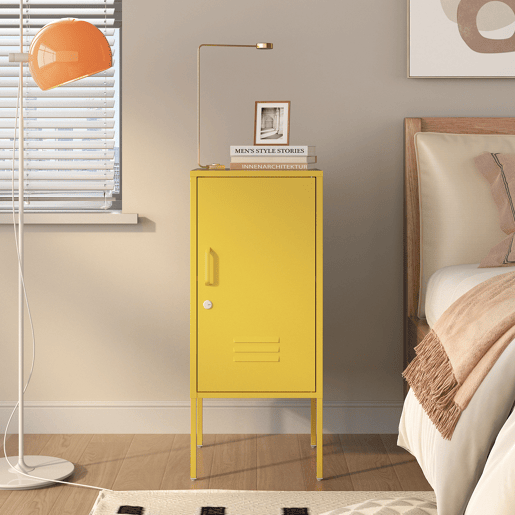 Mesa de cabeceira Hausjärvi 82x35x35 cm pega esquerda Amarelo en.casa Mesa de cabeceira Hausjärvi 82x35x35 cm pega esquerda Amarelo en.casa