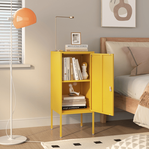 Mesa de cabeceira Hausjärvi 82x35x35 cm pega esquerda Amarelo en.casa Mesa de cabeceira Hausjärvi 82x35x35 cm pega esquerda Amarelo en.casa