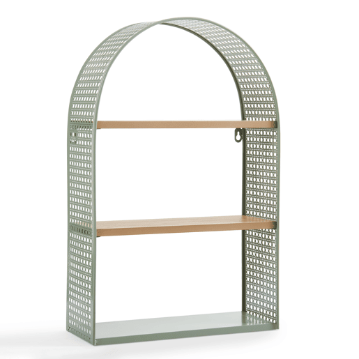 Estante de parede Jäller 3 prateleiras metal 53x35x14 cm Verde en.casa
