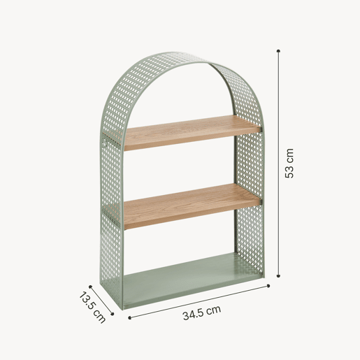 Estante de parede Jäller 3 prateleiras metal 53x35x14 cm Verde en.casa