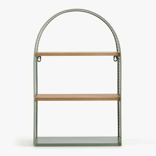Estante de parede Jäller 3 prateleiras metal 53x35x14 cm Verde en.casa