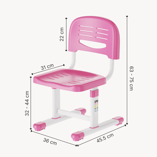 Cadeira de criança Sauda regulável em altura 75x36x46 cm rosabranco en.casa