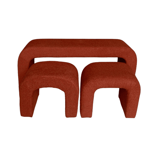 Banco e banquetas empilháveis boucle, Ino, Terracota, 112x40x45 cm Banco e banquetas empilháveis boucle, Ino, Terracota, 112x40x45 cm