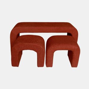 Banco e banquetas empilháveis boucle, Ino, Terracota, 112x40x45 cm