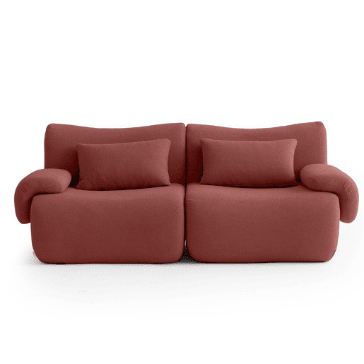 Sofá modular de 2 lugares, tecido bouclé na cor vermelho terracota