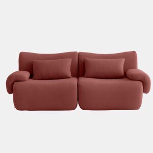 Sofá modular de 2 lugares, tecido bouclé na cor vermelho terracota
