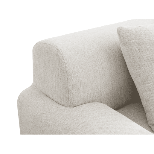 Sofá de canto modular de 4 lugares com chaise longue, tecido chenille na cor branco marfim