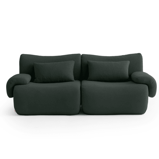 Sofá modular de 2 lugares, tecido bouclé na cor verde floresta