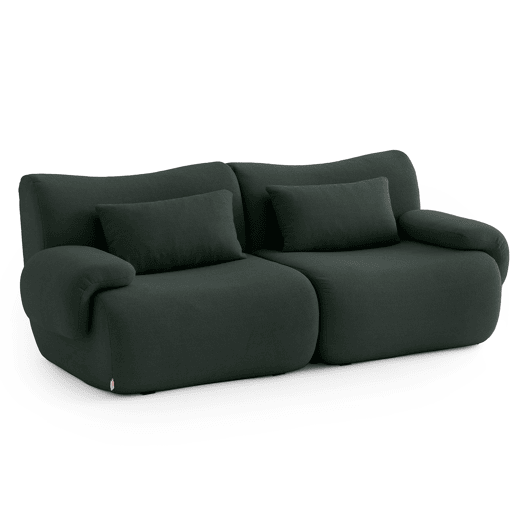 Sofá modular de 2 lugares, tecido bouclé na cor verde floresta
