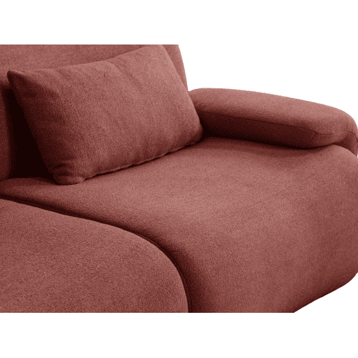 Sofá de canto modular de 5 lugares com chaise longue, tecido bouclé na cor vermelho terracota