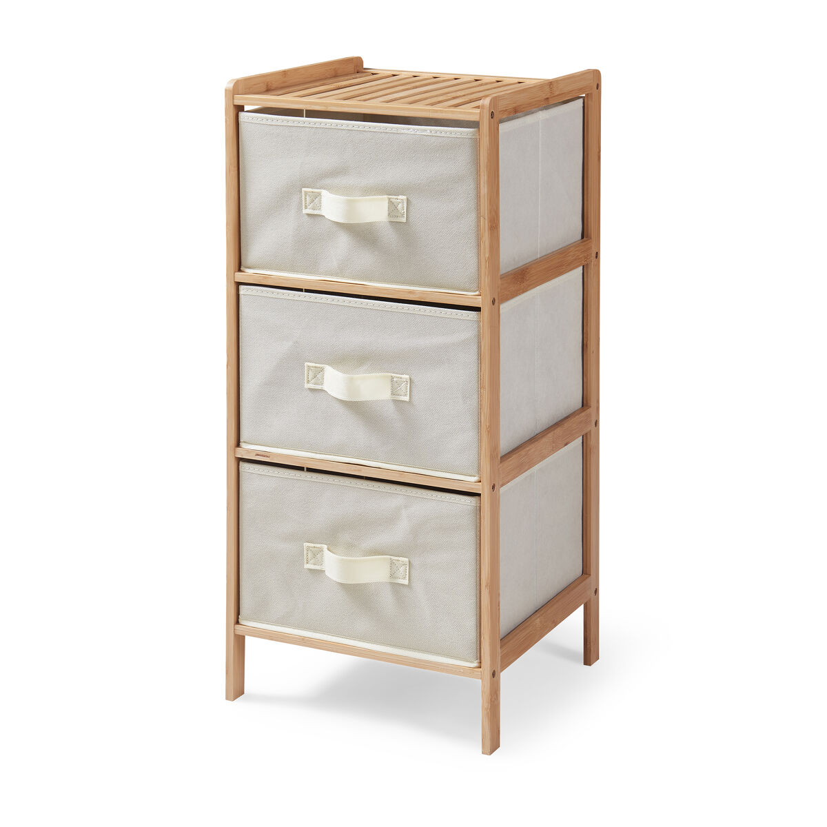 Cajonera maldon con 3 cajones vellón 79x37x35cm - bambú/beige [en.casa]