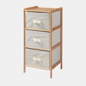 Cómoda Maldon 3 gavetas em tecido bambu 79x37x35cm naturalbege en.casa