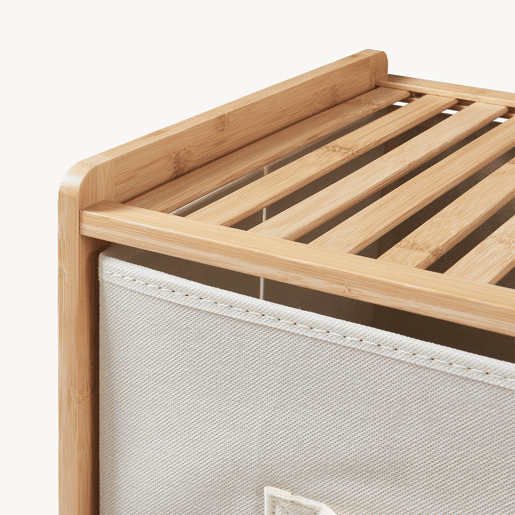 Cómoda Maldon 3 gavetas em tecido bambu 79x37x35cm naturalbege en.casa