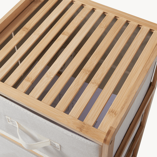 Cómoda Maldon 3 gavetas em tecido bambu 79x37x35cm naturalbege en.casa