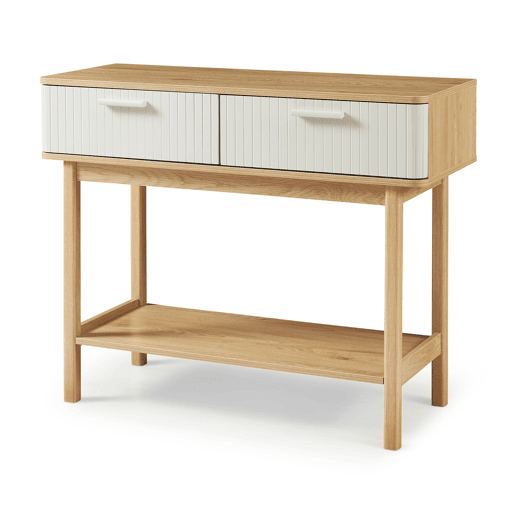 Mesa de consola Ferrersp 2 gavetas 100x40x80 cm CarvalhoAreia en.casa