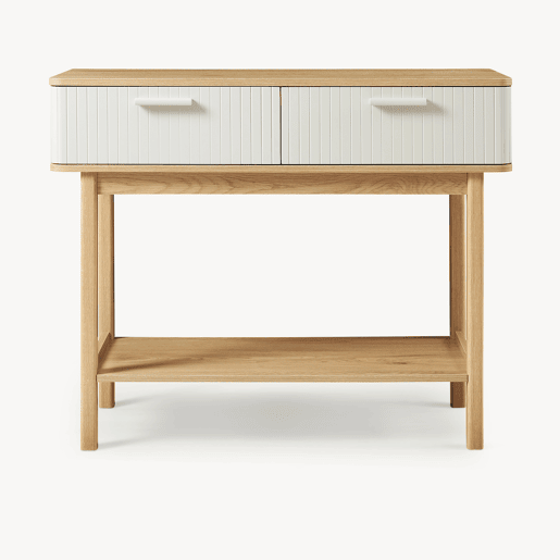 Mesa de consola Ferrersp 2 gavetas 100x40x80 cm CarvalhoAreia en.casa