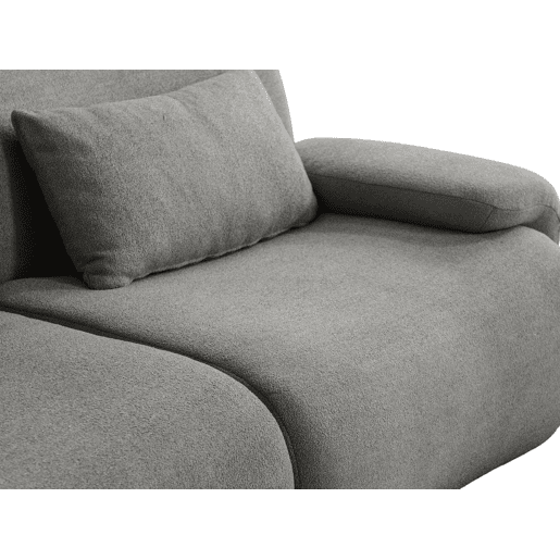 Sofá de canto modular de 5 lugares com chaise longue, tecido bouclé na cor cinza nuvem