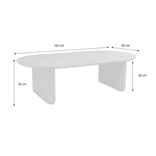 Mesa de centro oval madeira de seringueira folheado carvalho, Gabrielle, Carvalho, 122x65x35 cm