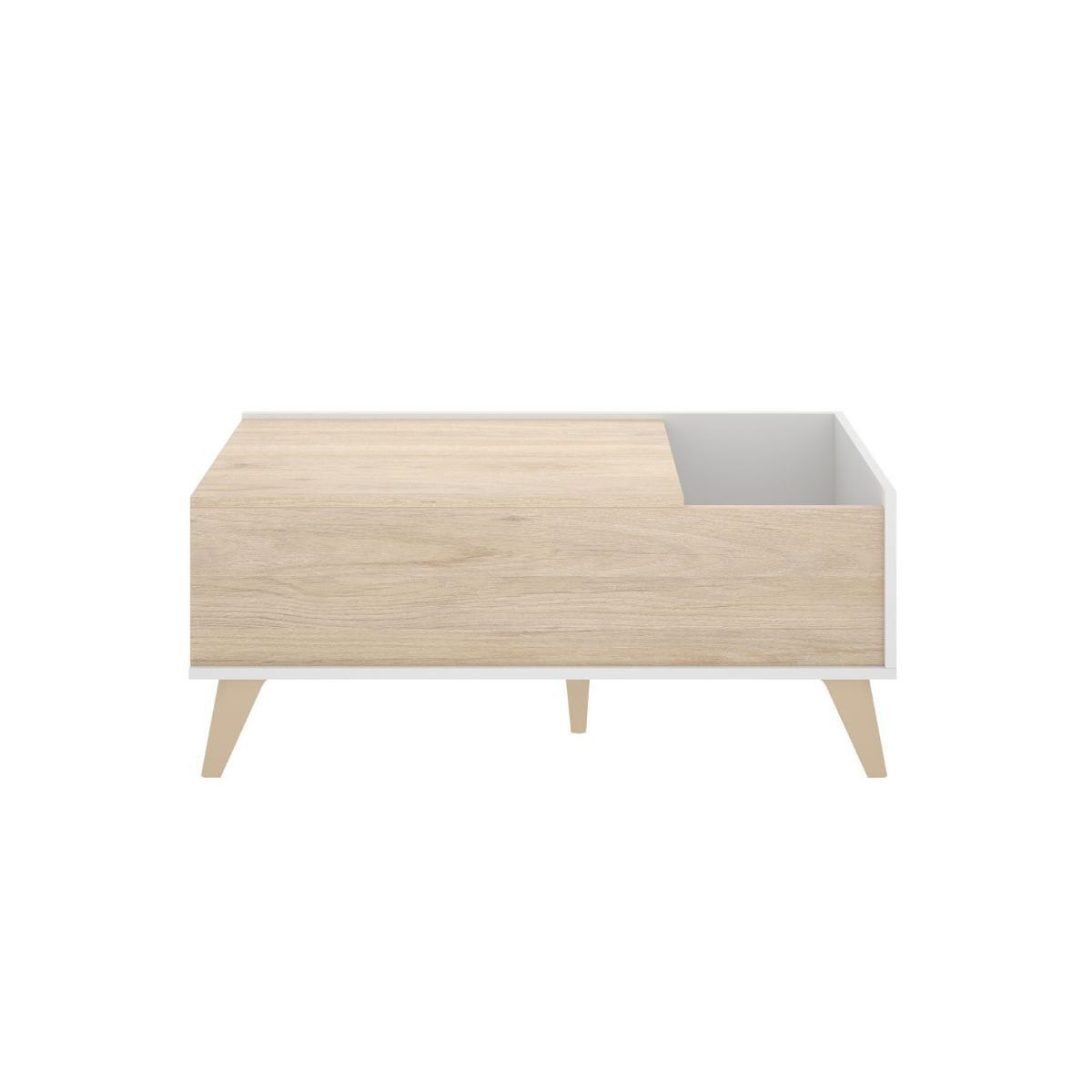 mesa de centro ness diseno elevable blanconatural 41x99x60 cm