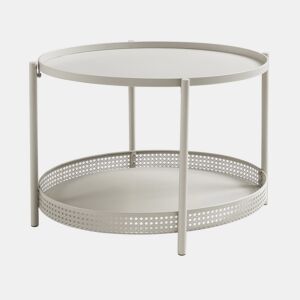 Mesa de centro Jäller oval com prateleira metal 66x51x44 cm Taupe en.casa
