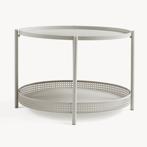 Mesa de centro Jäller oval com prateleira metal 66x51x44 cm Taupe en.casa